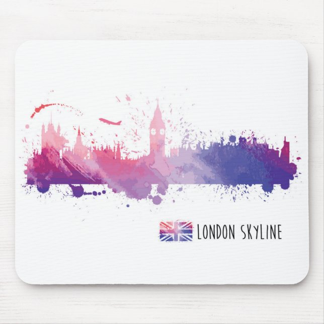 London England Skyline Splash Mouse Pad (Front)