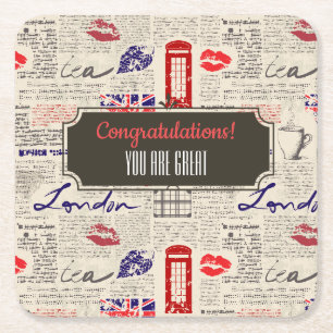 London, England Square Paper Coaster