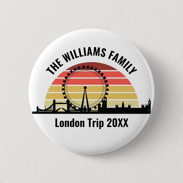 London England Sunset Custom Family Trip 6 Cm Round Badge (Front)