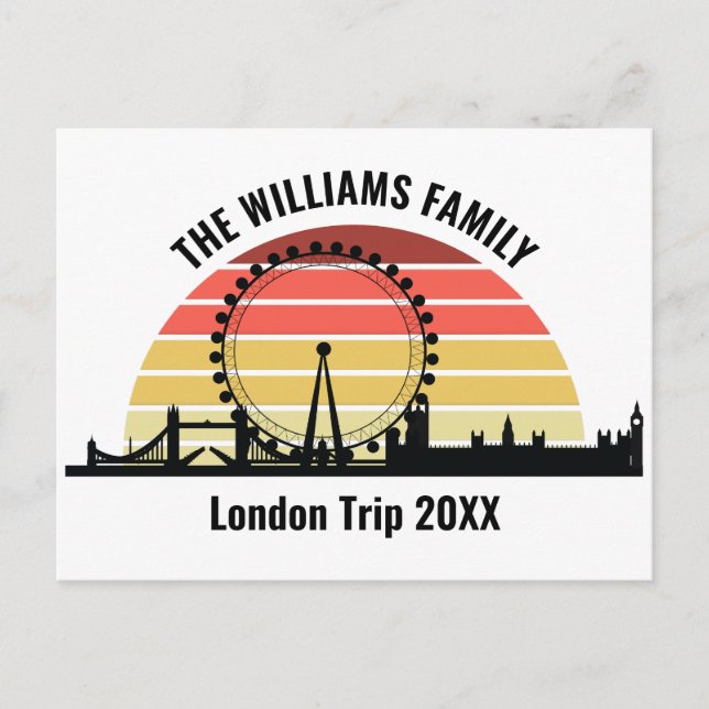 London England Sunset Custom Family Trip Postcard (Front)