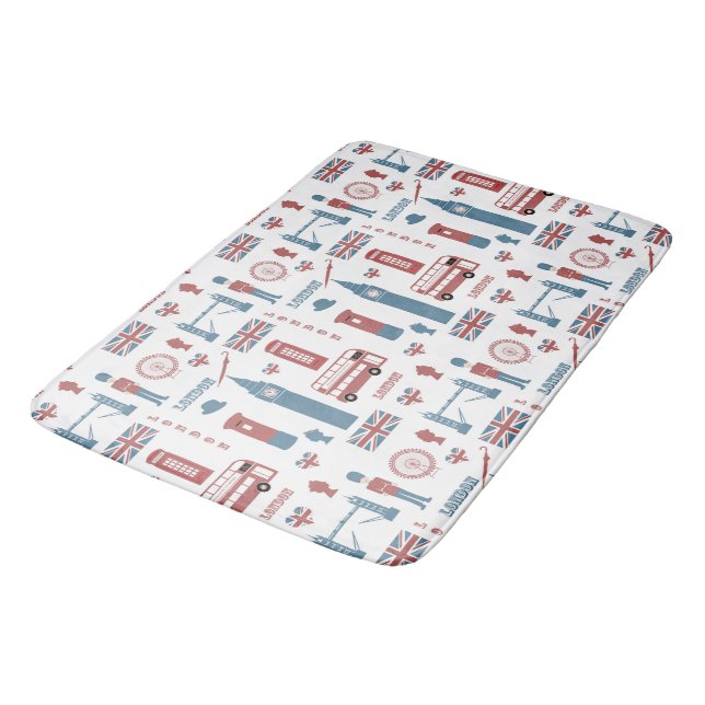 London England Symbols Pattern Bath Mat (Angled)