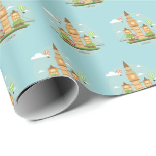 London England Themed Gift Wrapping Paper
