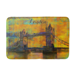 London England Tower Bridge Colourful Abstract Bath Mat