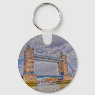 London, England Tower Bridge & Thames River Key Ring
