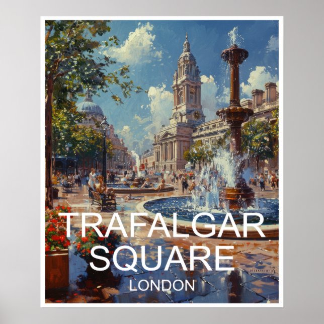 London England Trafalgar Square Travel Poster (Front)