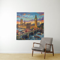 London England Travel Art Vintage