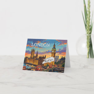 London England Travel Art Vintage Thank You Card