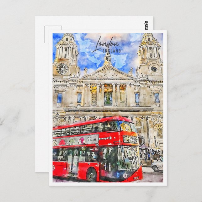 London England Travel Place Watercolor Postcard (Front/Back)