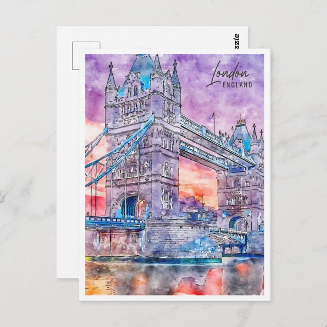 London England Travel Place Watercolor Postcard (Front/Back)