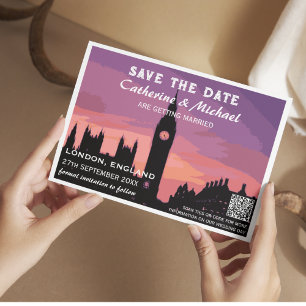 London England Travel Poster Style QR Code Save The Date
