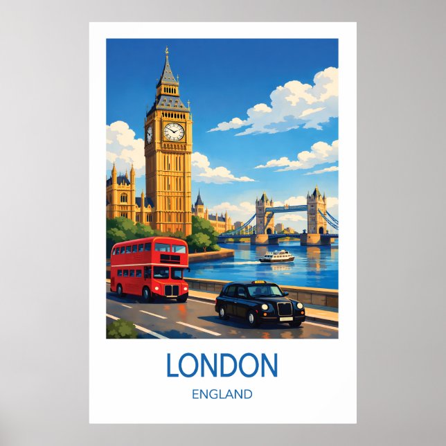 London England Travel Poster Vintage  (Front)
