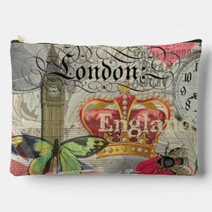 London England Travel Vintage Europe Art Accessory Pouch
