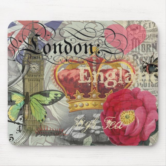 London England Travel Vintage Europe Art Mouse Pad (Front)