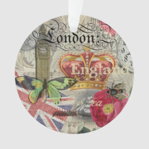 London England Travel Vintage Europe Art Ornament