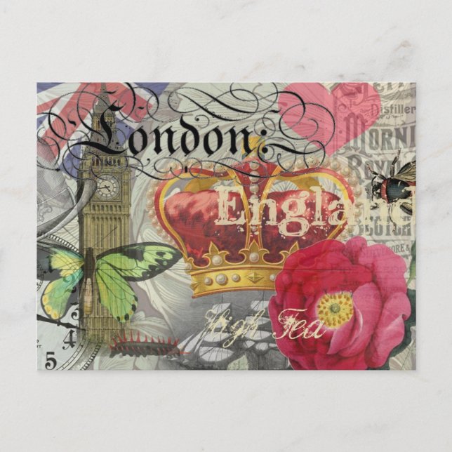 London England Travel Vintage Europe Art Postcard (Front)