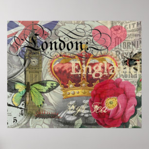 London England Travel Vintage Europe Art Poster