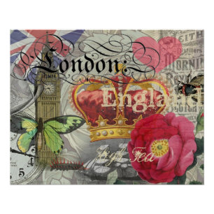 London England Travel Vintage Europe Art Poster