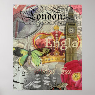 London England Travel Vintage Europe Art Poster