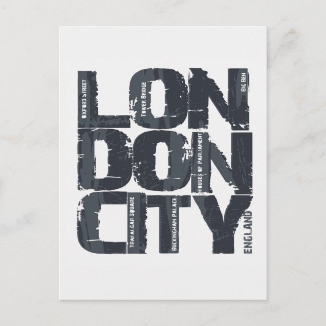 London, England Typography Postcard (Front)