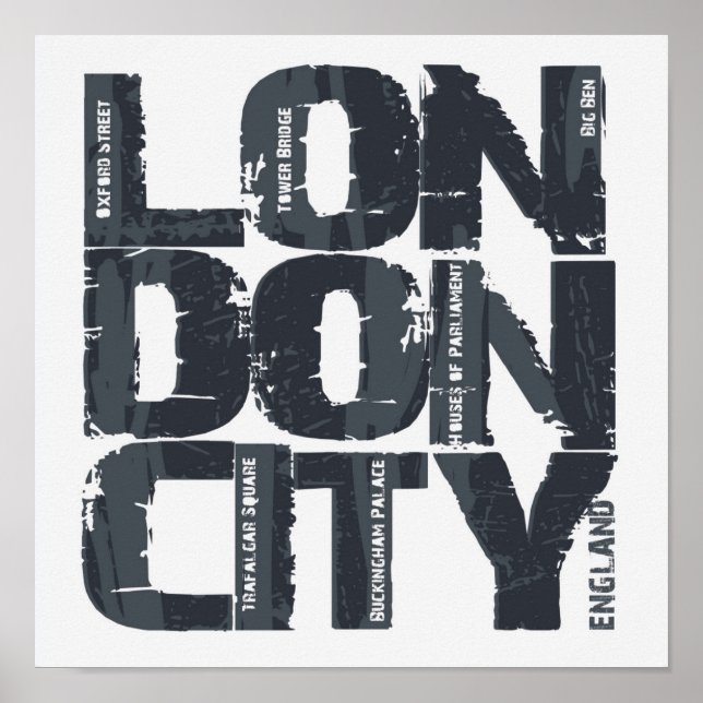 London, England Typography Poster (Front)