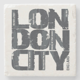 London, England Typography Stone Coaster