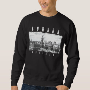 London England Uk Big Ben Skyline Black White Vint Sweatshirt