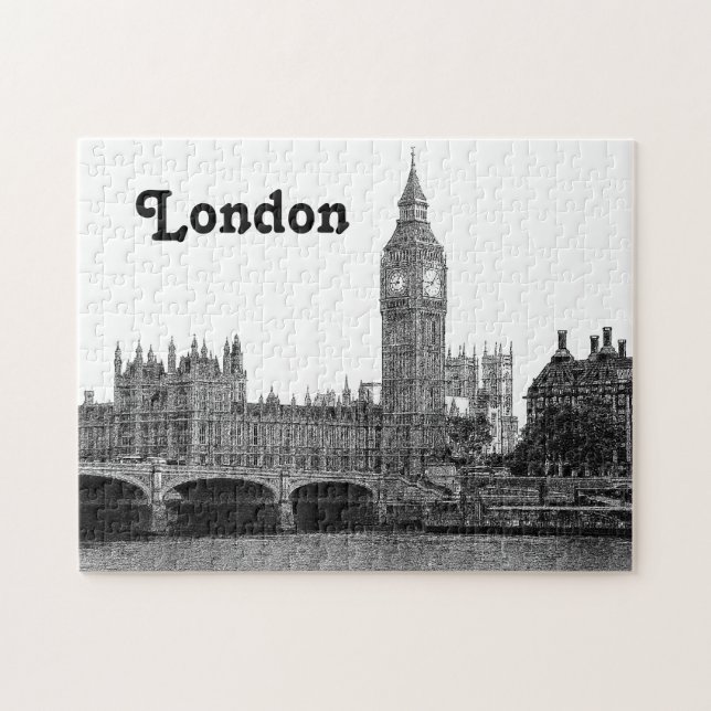 London England UK Skyline Etched Jigsaw Puzzle (Horizontal)