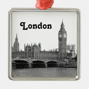 London England UK Skyline Etched Metal Tree Decoration