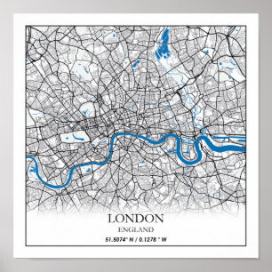 London England United Kingdom City Map Travel Poster