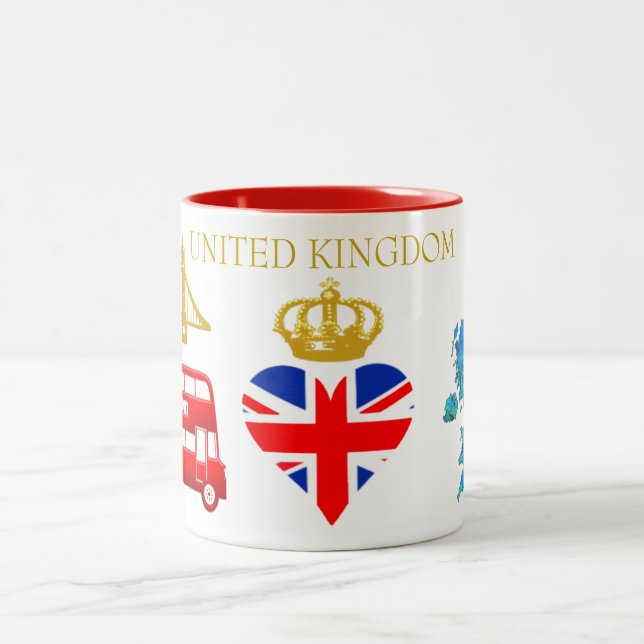 London, England, United Kingdom Heart Souvenir Two-Tone Coffee Mug (Center)