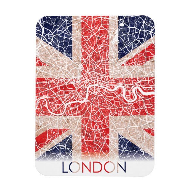 London England United Kingdom UK Flag City Map Magnet (Vertical)