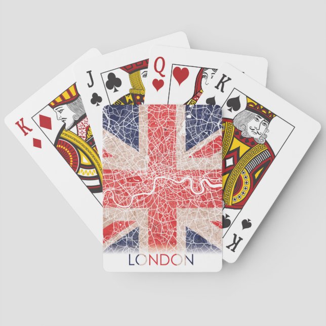London England United Kingdom UK Flag City Map Playing Cards (Back)