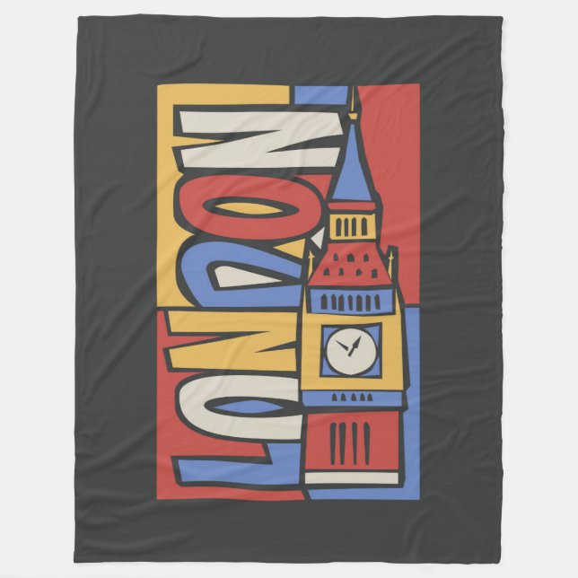 London, England | Vibrant Handrawn Design Fleece Blanket (Front)