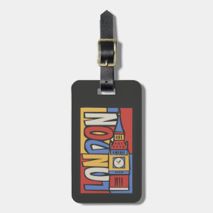 London, England Vibrant Handrawn Design Luggage Tag