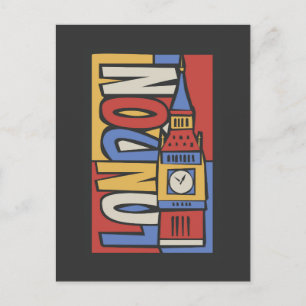 London, England   Vibrant Handrawn Design Postcard