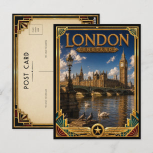 London England Vintage Big Ben Art Deco Golden Age Postcard