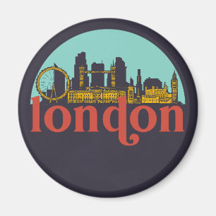 London England Vintage City Skyline Cityscape Art Magnet