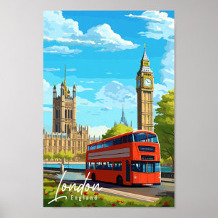 London England vintage travel place illustration Poster
