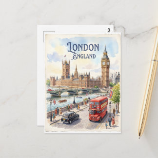 London England watercolor  Postcard