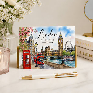 London England Watercolor Postcard