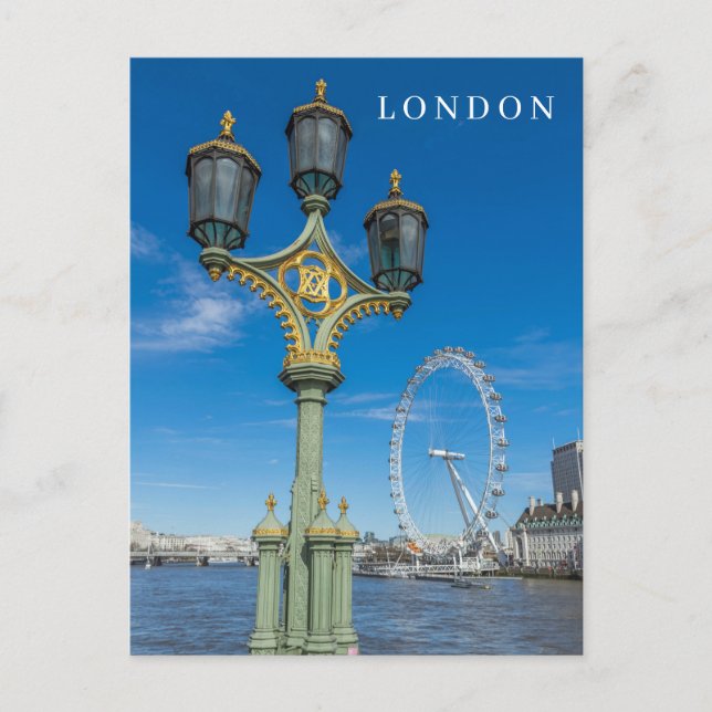 London Eye and lamppost view postcard (Front)