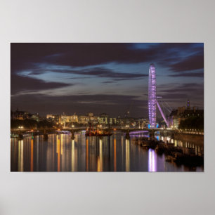 London Eye and River Thames at night Poster
