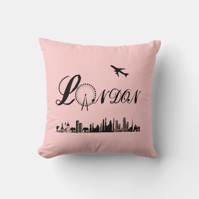 London Eye British Theme Pink Pillow/Cushion Cushion (Front)