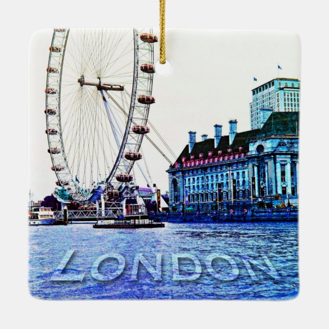 London Eye Ceramic Tree Decoration (Back)