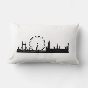 London Eye City Skyline England White Throw Pillow