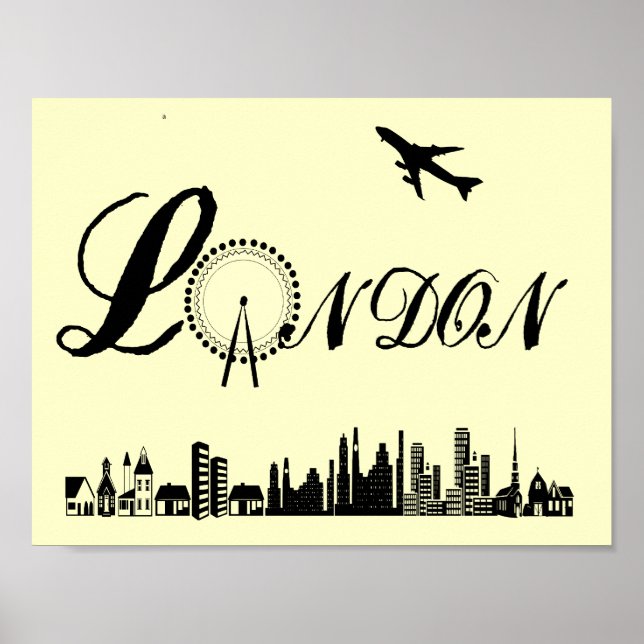 London Eye City Theme Word Art Poster Print (Front)