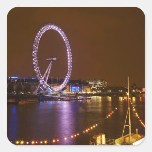 London Eye, River Thames and lights from Square Sticker