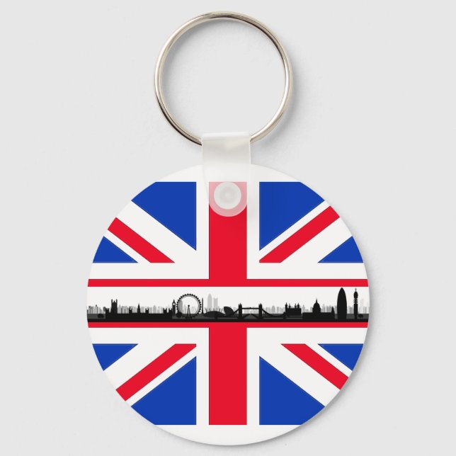 London Eye Skyline Union Jack Flag Keychain (Front)