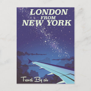 London From New York Vintage flight poster Postcard