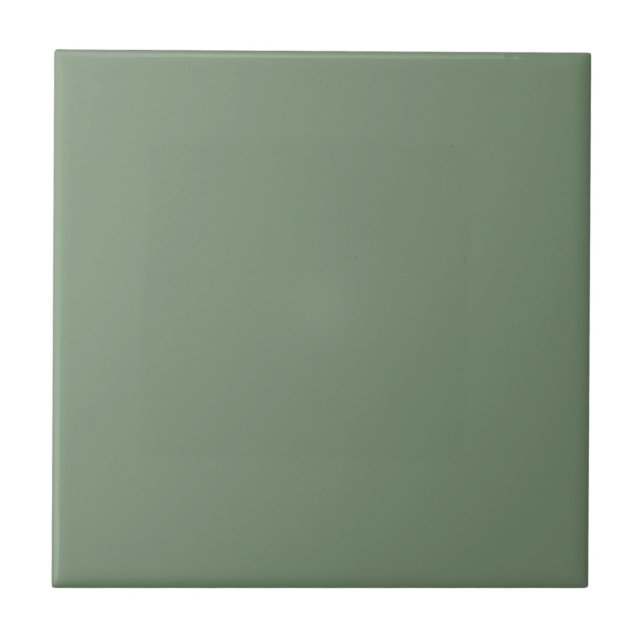 London Frost Muted Green Solid Colour Print, Earth Ceramic Tile (Front)